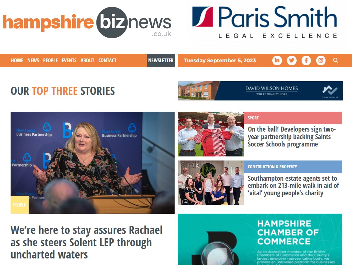 🤝 We’re here to stay assures Rachael as she steers Solent LEP through uncharted waters. lnkd.in/eY5G53qn
 
⚽ On the ball! Developers sign two-year partnership backing Saints Soccer Schools programme. lnkd.in/eSwbzFt3
 
🚶 Southampton estate agents set to embark on