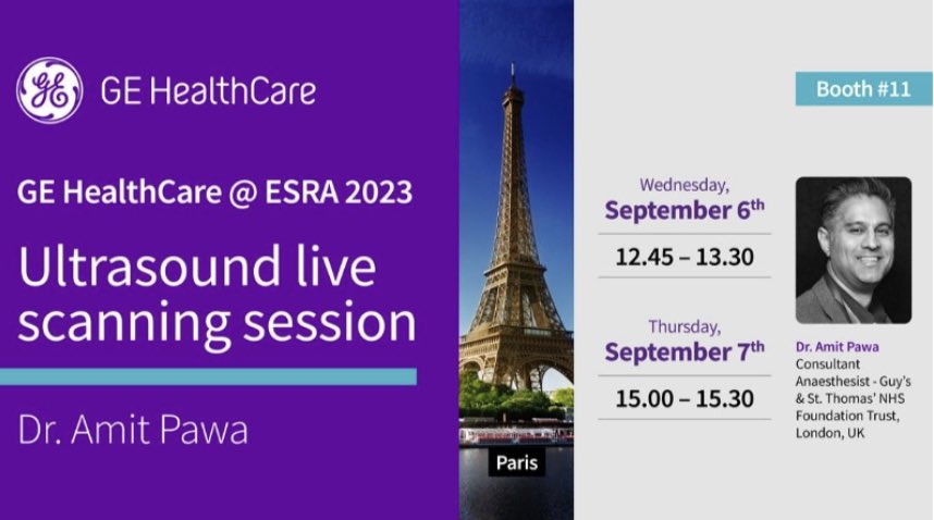 Laura Ellen Brereton (@lauraellen115) on Twitter photo Make sure you attend the <a href="/GEHealthCare/">GE HealthCare</a> booth to listen to <a href="/amit_pawa/">Dr Amit Pawa💉🎙️</a> live 12:30 <a href="/ESRA_Society/">ESRA | European Society of Regional Anaesthesia</a> #ESRAWorld2023 Make sure you attend the <a href="/GEHealthCare/">GE HealthCare</a> booth to listen to <a href="/amit_pawa/">Dr Amit Pawa💉🎙️</a> live 12:30 <a href="/ESRA_Society/">ESRA | European Society of Regional Anaesthesia</a> #ESRAWorld2023