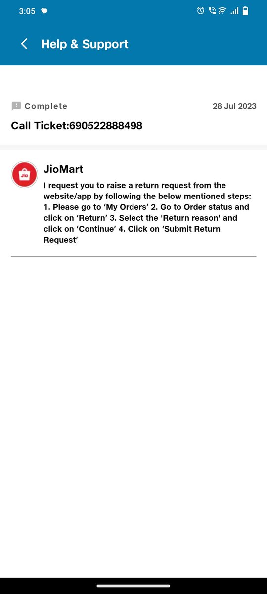 dipzseta's tweet photo. @JioMart_Support You are telling me to DM to inform me that I can't return bcoz return period is over..but I had informed before return period is over... I was told to raise a request.. can you check the date of the request.. https://t.co/CpTLDoCGgO