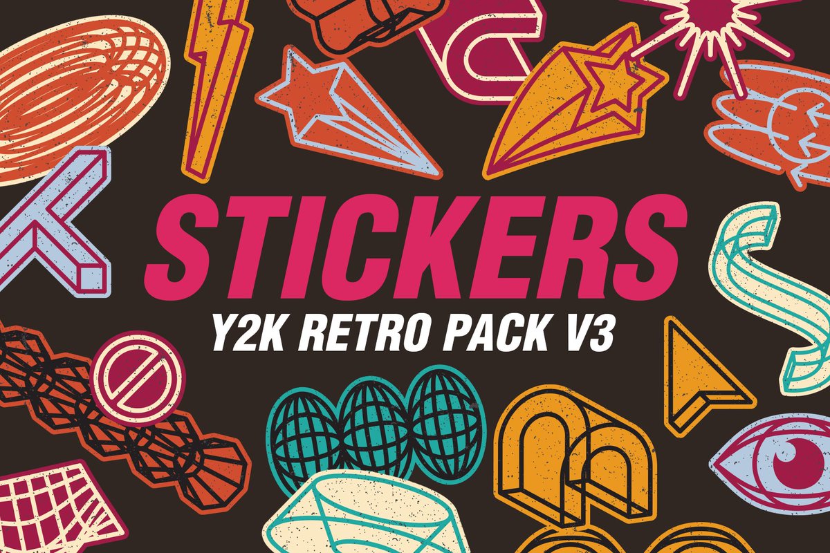 Graphicdome's tweet image. Check out new work on our @Behance profile: "25 Y2K Stickers Retro Pack Vol.3" be.net/gallery/174030…