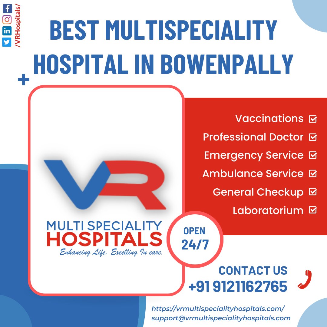 #MultiSpecialityHospital #Healthcare #BestHospital #EmergencyServices #ProfessionalDoctors #Vaccinations #LaboratoryTests #AmbulanceService #GeneralCheckup #MedicalCare #Expertise #QualityCare #HealthServices #Hyderabad #VRMultiSpecialityHospitals #HospitalCare #MedicalExcellence
