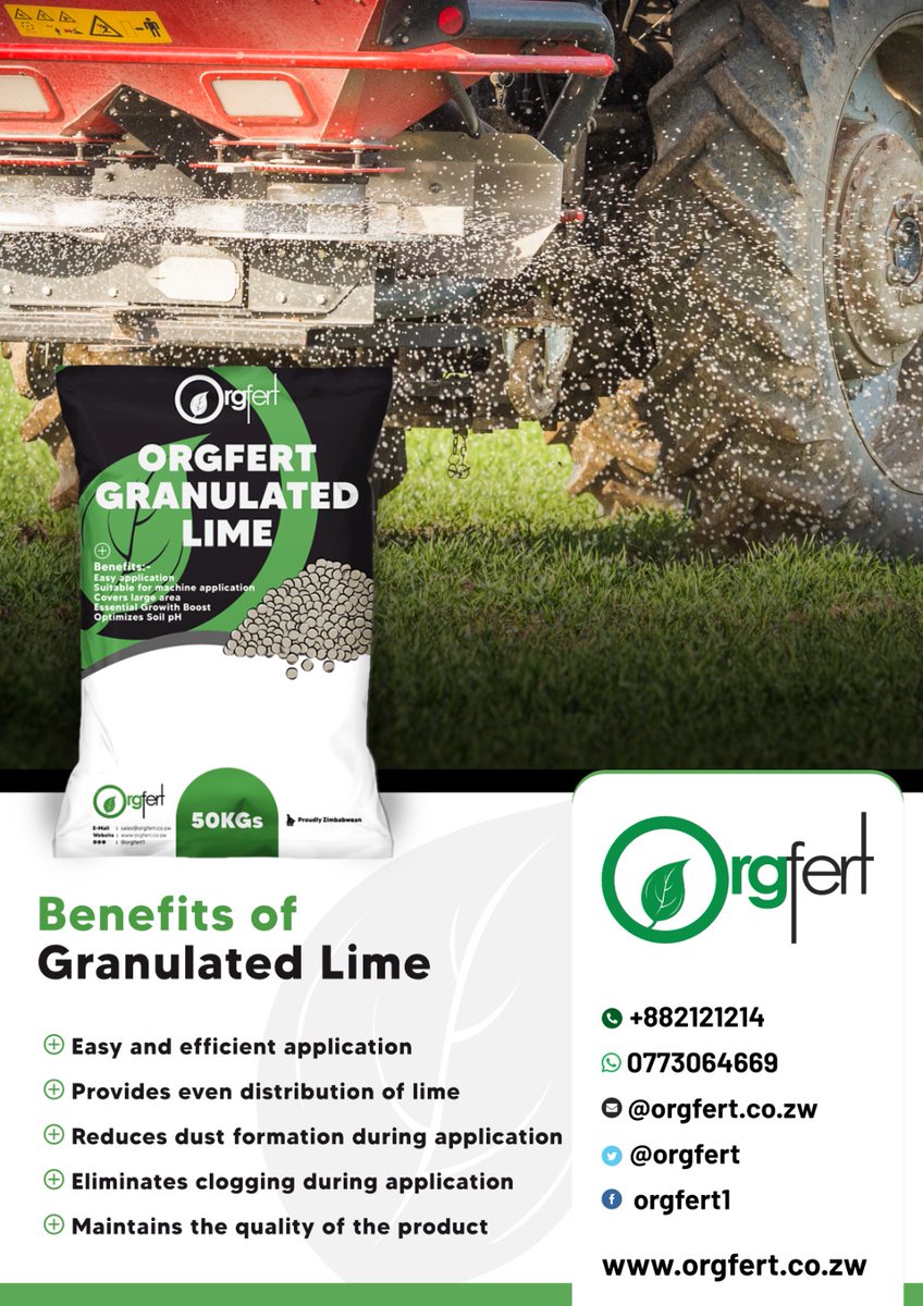 Orgfert1's tweet image. Its planting time once again and we have the most ideal starter pack for your tobacco. Get your granulated lime plus compound c from us at reduced prices.
+263882121214
0787199542 or 0773064669
#kohwazvinodadisa
#harvestwithpride