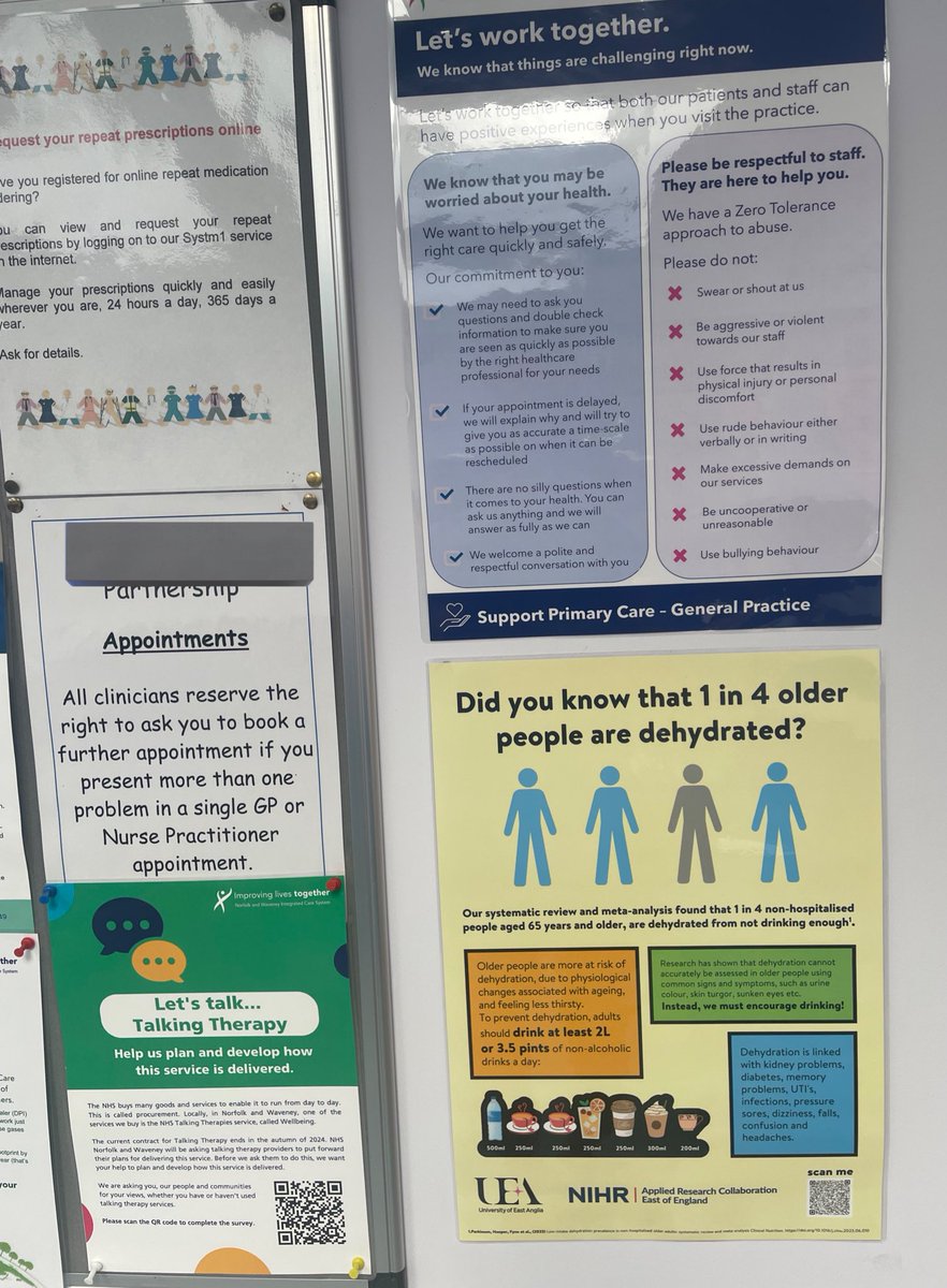 💧 POSTER SPOTTING! 💧 Great seeing our collaboratively designed, and evidence-based #dehydration awareness posters in GP surgeries across #Norfolk! #stayhydrated #drinking #hydrate @ARC_EoE @uniofeastanglia
