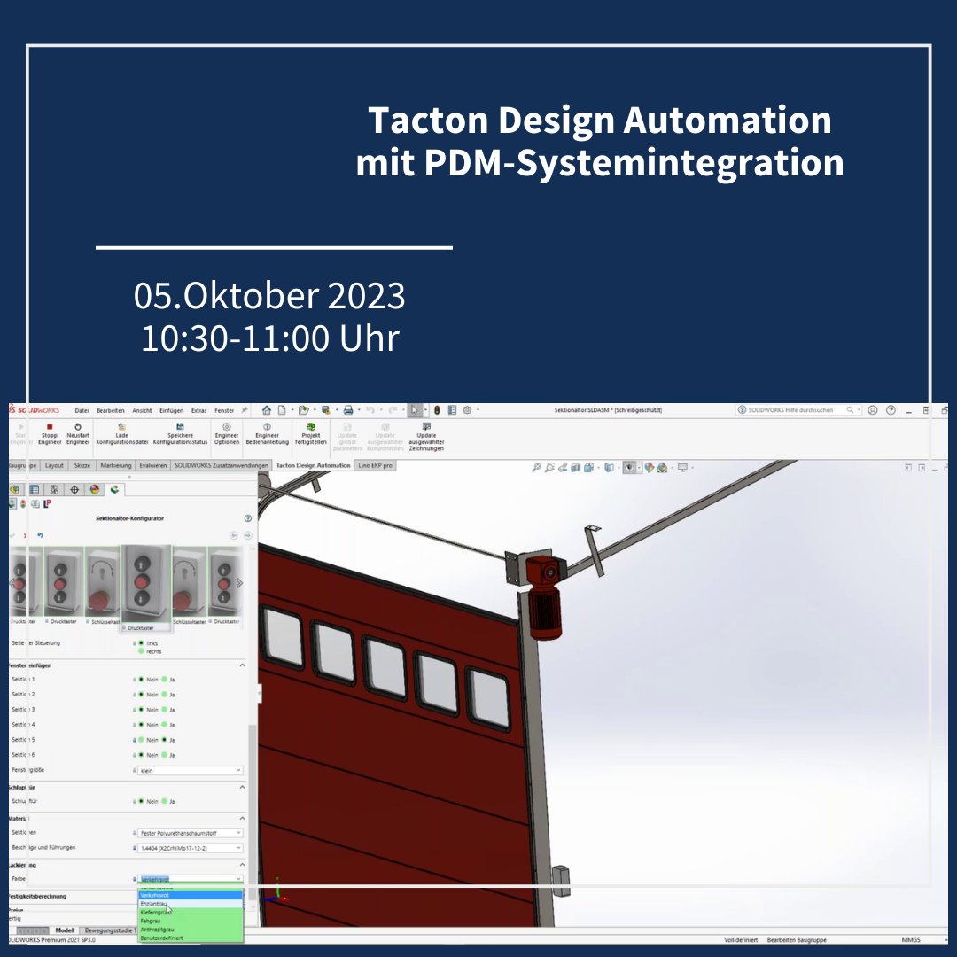 LinoGmbH's tweet image. Webinare zu #Solidworks Add-ons, #CADAutomation &amp;amp; #Systemintegration
Entdecken Sie die vielfältigen Lino Softwarelösungen im Herbst 2023.
Infos: lnkd.in/eCTZuNkA

#LinoGmbH #Tacton #DesignAutomation #3DAufstellplanung #Zeichnungsautomatisierung #Modellvereinfachung