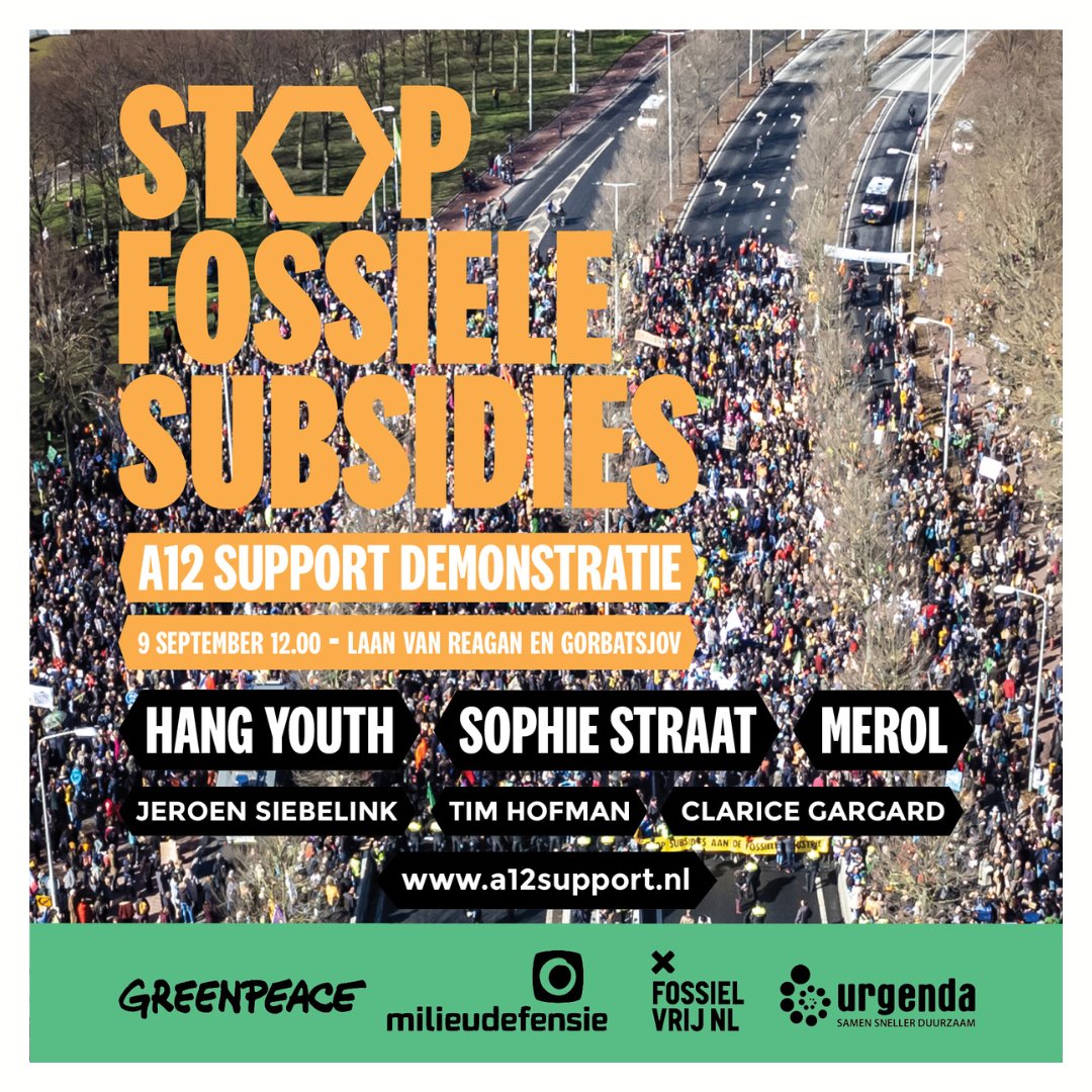 Jaarlijks gaat €37,5 miljard naar #FossieleSubsidies. Dat moet stoppen! Daarom zijn wij zaterdag bij de #A12Support Demo met <a href="/GreenpeaceNL/">Greenpeace Nederland</a> <a href="/Urgenda/">@urgenda.bsky.social</a>, <a href="/FossielvrijNL/">Fossielvrij NL</a> en <a href="/md_jong_/">Milieudefensie Jong</a>!

⚠️ De Support Demo is verplaatst naar Laan van Reagan en Gorbatsjov.

#A12 #SupportDemo #DenHaag #XR
