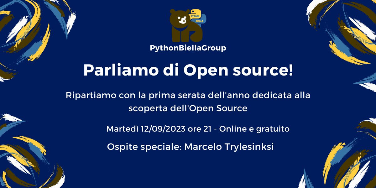 Siamo tornati! 🚀 
Dopo una lunga pausa estiva siamo pronti per tornare più carichi che mai!

Siamo super contenti di annunciare il nuovo primo ciclo di serate del 2023-2024 parlando proprio di Open Source!

Sei curioso? Ti aspettiamo!
Link all'evento:  buff.ly/3r2O8nr