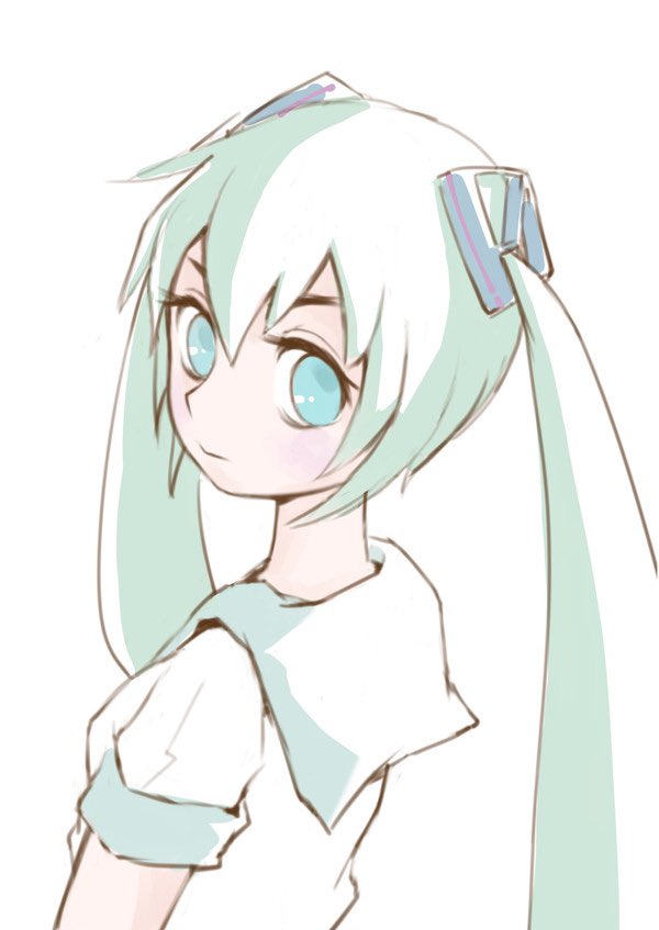 初音ミク 「2019年7月19日と20日に描いたミクさんです。ふざける気になりませんでした。」|しるくれのイラスト