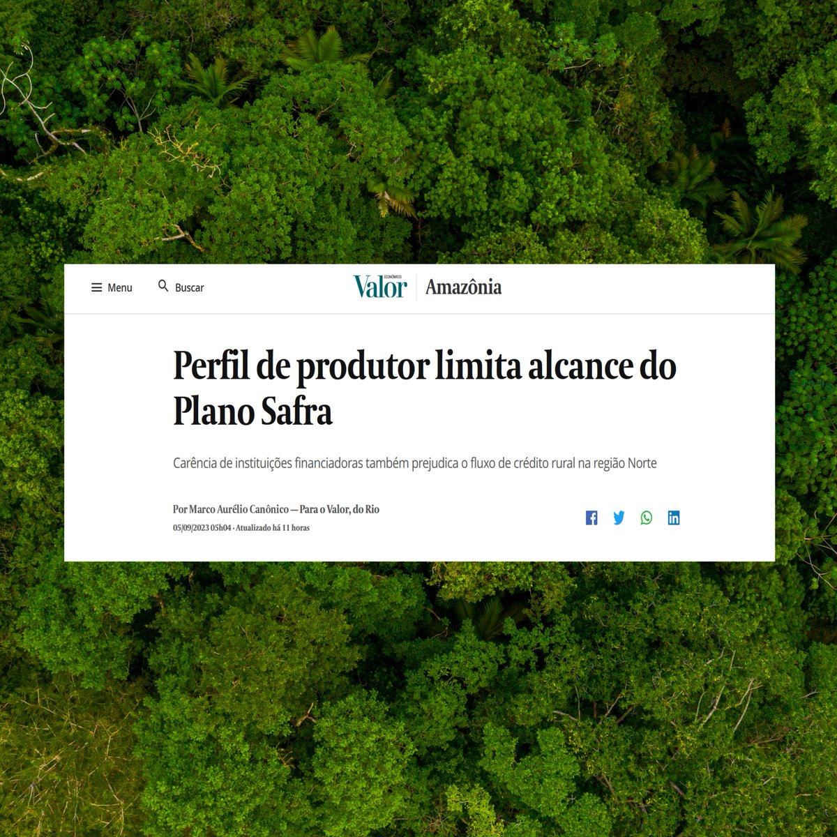 O Plano Safra trouxe inovações importantes para 2023-2024. Todavia, produtores rurais da região Norte do Brasil encontram dificuldades para o financiamento de tecnologias e práticas sustentáveis. Leia entrevista de Leila Harfuch ao Valor Econômico. agroicone.com.br/morosidade-do-…