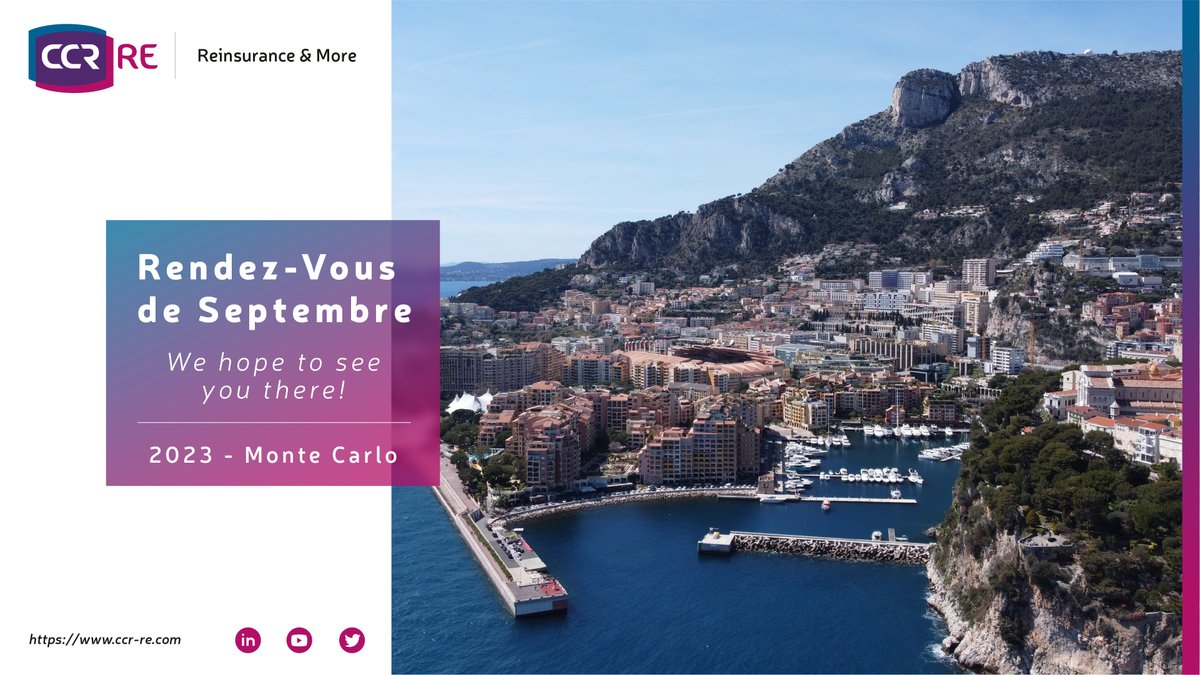 ⏳ [#SaveTheDate] "Les Rendez-Vous de Septembre de Monte-Carlo" (#RVS), will take place from 9th to 13th of September 2023.

👥 Our management and qualified experts will be there.

Hope to see you soon!

📎 rvs-monte-carlo.com

#RVS2023 #Insurance #Reinsurance