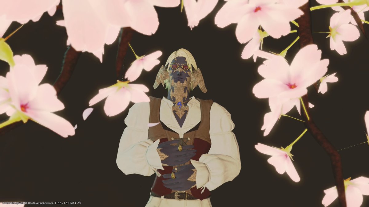 solo au ra male focus 1boy vest cherry blossoms flower  illustration images