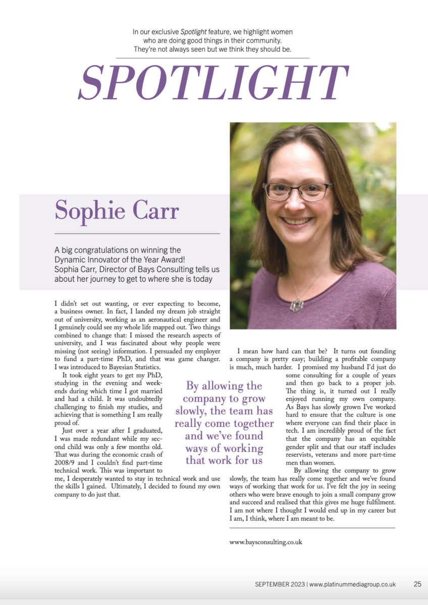 Baystastic's tweet image. 🌟 Our @SophieBays shines in the &apos;SpotLight&apos; of the latest Dynamic Magazine @PlatBusMag. Read about her journey from aeronautical engineer to tech #businessowner. 💼 Inspiring story of resilience and #innovation! 💪 
Click to access the magazine ➡️ lnkd.in/eXsp6HS5