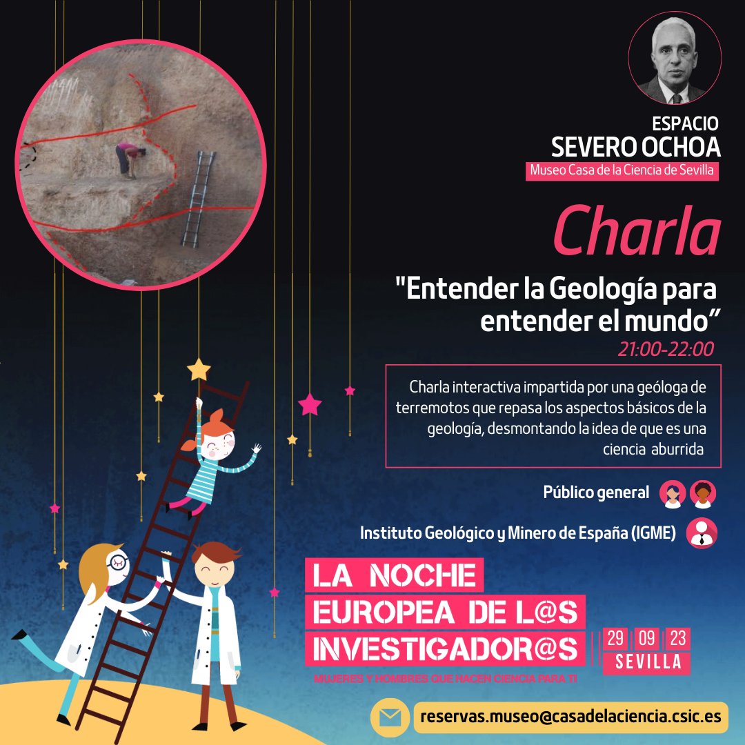 CasaCiencia_Sev's tweet photo. Actividades del ESPACIO SEVERO OCHOA para la Noche Europea de los Investigadores e Investigadoras (29/09/23)

📍Las actividades del CSIC tendrán lugar en el Museo Casa de la Ciencia de Sevilla

⚠️Reserva obligatoria: reservas.museo@casadelaciencia.csic.es

https://t.co/i57nEr2tTW https://t.co/Zkjqw7iGwA