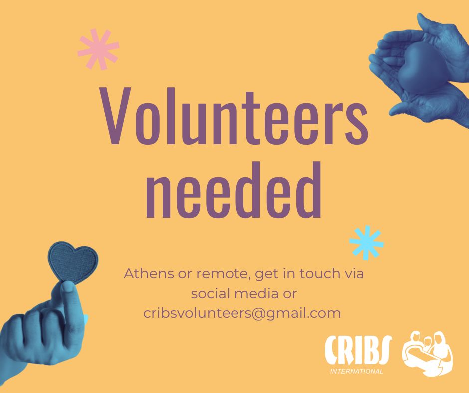 CRIBS International (@cribs_int) on Twitter photo CRIBS International is looking for volunteers. Whether you’re able to help us remotely or on the ground in Athens, it’s always worth a conversation to discuss.
For more info, get in touch via socials or email us at cribsvolunteers@gmail.com
#volunteerabroad #refugeecharity CRIBS International is looking for volunteers. Whether you’re able to help us remotely or on the ground in Athens, it’s always worth a conversation to discuss.
For more info, get in touch via socials or email us at cribsvolunteers@gmail.com
#volunteerabroad #refugeecharity