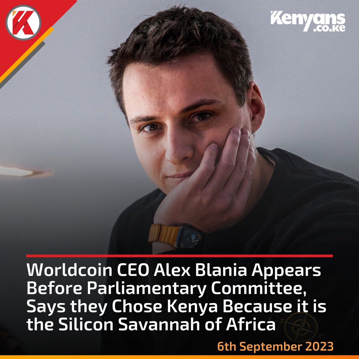Kenyans's tweet photo. Worldcoin CEO Alex Blania appears before Parliamentary Committee, says they chose Kenya because it is the Silicon Savannah of Africa https://t.co/2XGtddxUuD