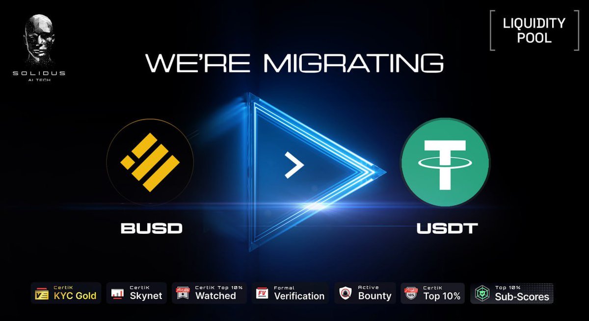 🔒 We've successful migrated to $USDT and locked liquidity on <a href="/TeamFinance_/">Team Finance</a>. 

🚧 Effective from 11:00 AM UTC, BUSD pool will be discontinued.