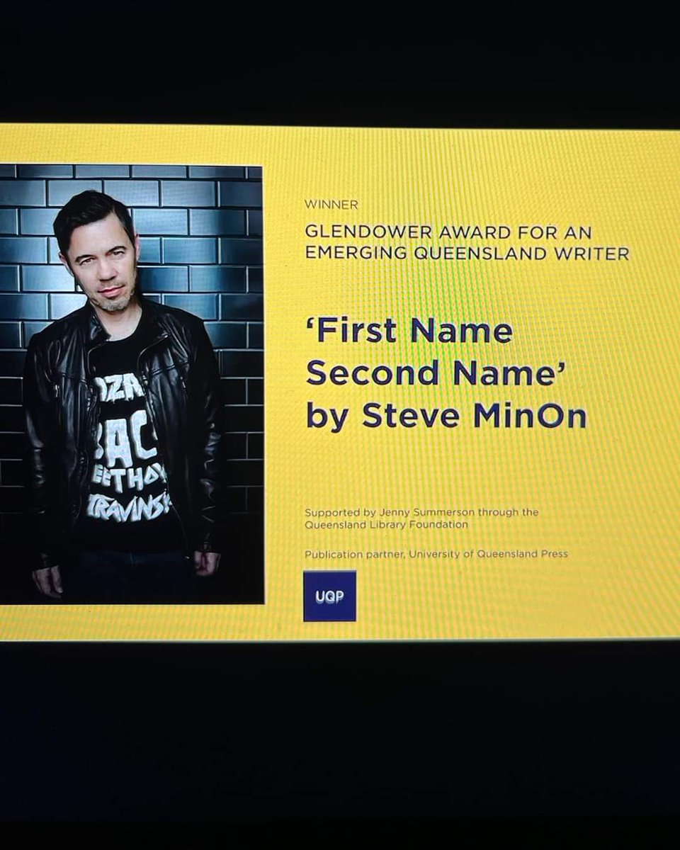 So proud of my #BrisbaneWritersCrew friend @SteveMinOn on winning the #GlendowerAward for an Emerging Queensland Writer at @QldLitAwards 
tonight.