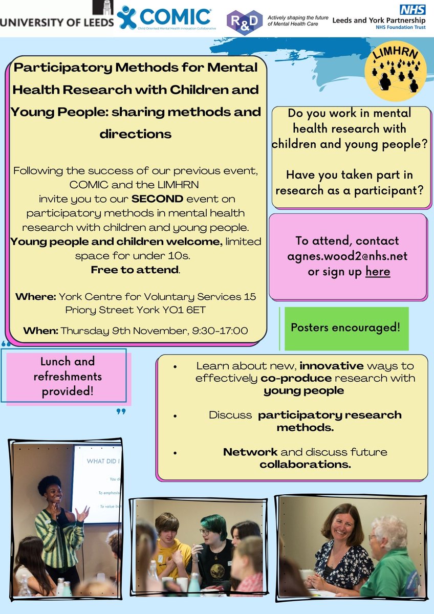 Following the great success of our last event, COMIC and LIMHRN are hosting our second event in York. Come and learn exciting innovative ways to work with young people.

Get in touch to speak and present your work. Children and young people always welcome.