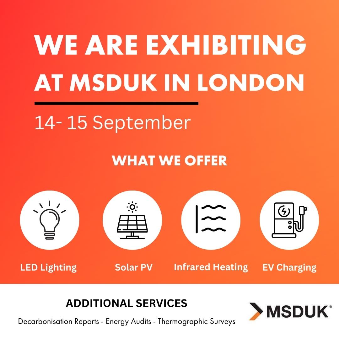 LED_Emergency_'s tweet photo. We will be exhibiting in MSDUK in London! 

We offer a wide range of Net-Zero solutions to help save the planet and save you money. 

Come and join us on September 14-15.

#netzero #MSDUKConference2023 #ledlighting #solarpv #ledstreetlight https://t.co/WkUbTY0tKv
