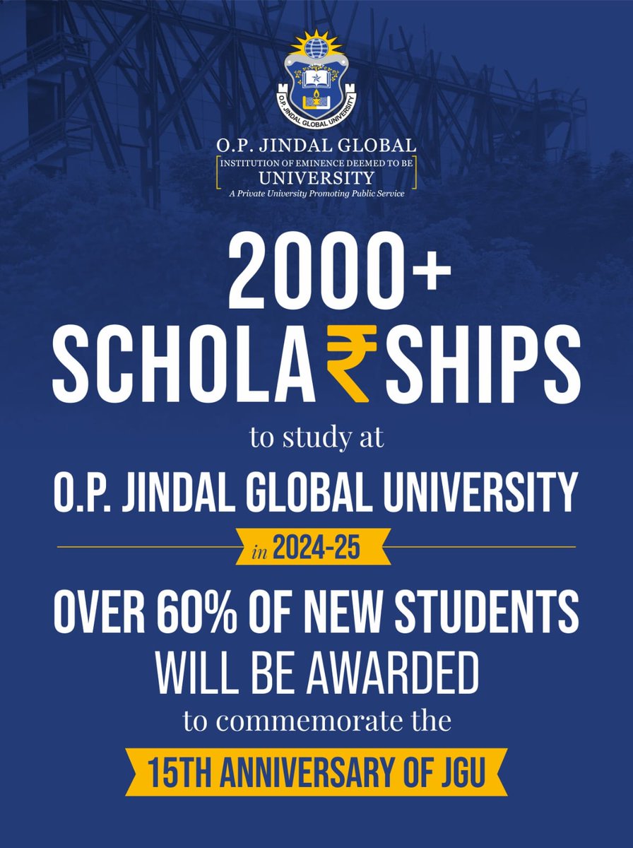 SanataniPappu's tweet photo. Jindal Global University has given scholarship to 60% children and today is their 15th anniversary, congratulations for this
#JGUScholarships2024 https://t.co/YNP05H4UpD