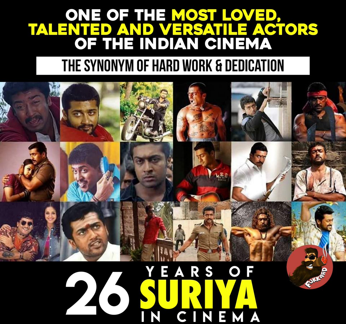 Congratulations to the Versatile actor of Indian Cinema @Suriya_offl 🥵 on completing incredible 26 Years in cinema.👍👍

#Suriya #Kanguva #Suriyaism
#26YrsOfRivetingSuriyaism