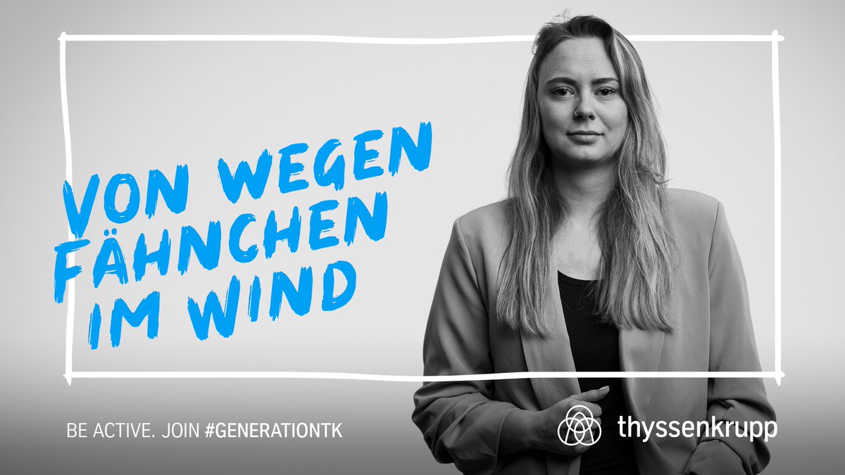 thyssenkrupp's tweet photo. Wir sind ein Fähnchen im Wind? Denkste! 🙅♀️
Seit vielen Jahren arbeiten wir daran, die grüne #Transformation der Industrie voranzutreiben. Du willst mit uns zusammen unsere nachhaltigen Lösungen weiterentwickeln? Dann werde Teil der #GENERATIONTK!
https://t.co/yuNQimmlQn https://t.co/V9IDkV3ib4