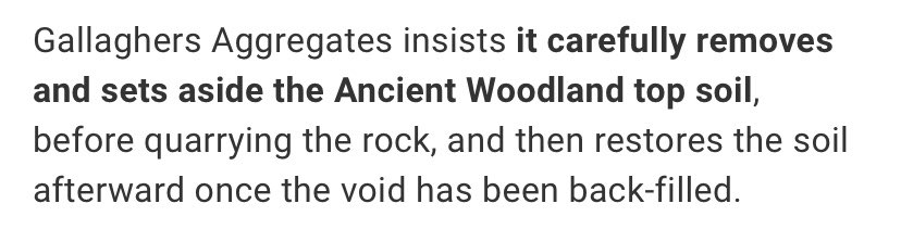 paulpowlesland's tweet photo. Almost unbelievable that one of the biggest losses of ancient woodland this century may be waved through on the basis that the habitat will be ‘reinstated’ by filling the quarried hole with rubbish, covering in some translocated soil &amp; planting saplings. https://t.co/IPfUeMvbA4 https://t.co/z2kjjNhp2b