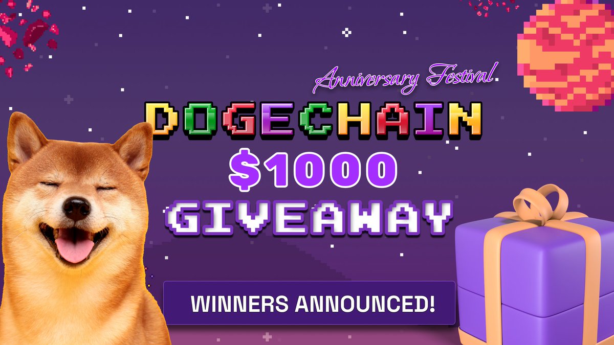 1/4
📣 Announcing The Dogechain Anniversary Giveaway Winners 🎁 

Our celebratory #giveaway has ended, Shibes!   

🙏 Many thanks to all of you for participating and sharing hundreds of unique #DOGE and #Dogechain stories and experiences.