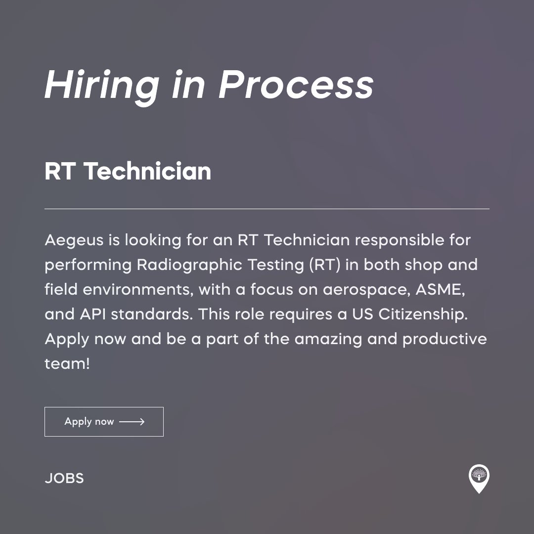 🔍 Join #TeamAegeus! 🚀They're on the lookout for a skilled RT Technician ready to conquer the skies! 🛩️ 🌟

Apply now bit.ly/3Za2Cyr 

 #NDTJobs #ndt #nondestructivetesting #ndtinspection #engineering #OSNDT #onestopndt #NDT #careeropportunity