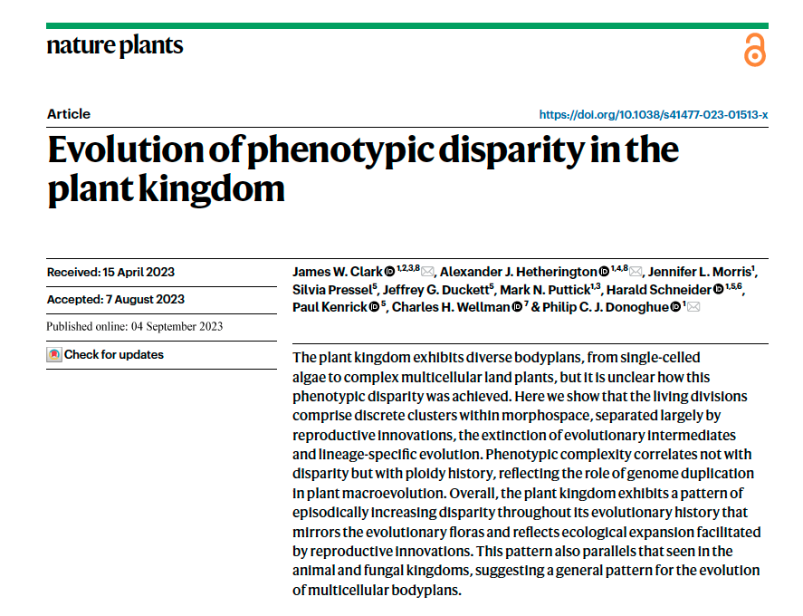 This @NaturePlants paper deserves to be widely known, but is not an easy read. Here is my lay interpretation of the abstract: There are several major types of plants, with different body plans. Some are single celled, others are much more complex. We don’t know how this diversity…