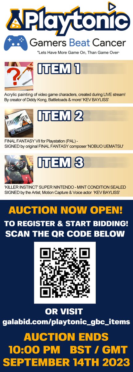 Next Thursday (14th) at 1pm BST <a href="/Kev_Bayliss/">Kev Bayliss - Video Game Character Creator</a> will be painting a video game inspired masterpiece LIVE on Twitch and auctioning it off to raise money for Gamers Beat Cancer @GamersbeatC!

Want to get a head start bidding on this one-of-a-kind piece? The auction is LIVE! 

Links⬇️