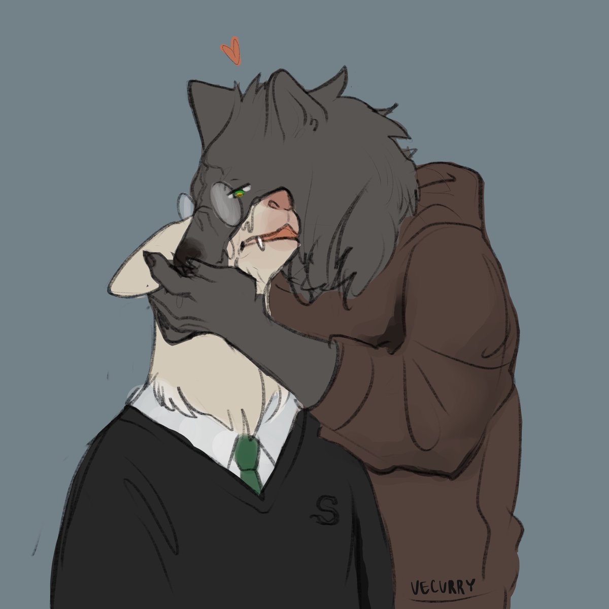 I saw a funny pic with wolves on tumblr and drew these two 🤡
#drarry #furryart