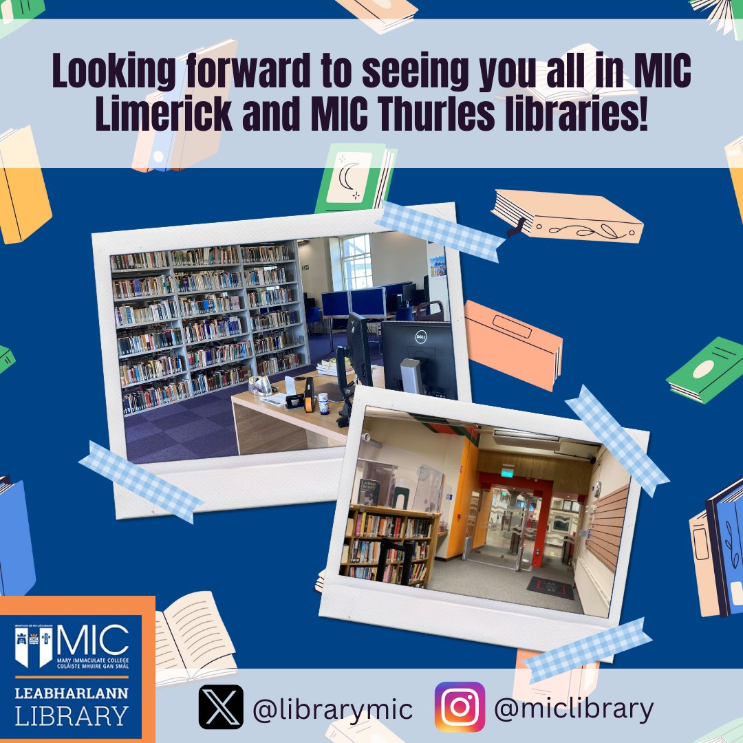 miclibraries's tweet photo. Looking forward to welcoming our students onto our campuses. We wish you all good luck for the coming year! 

Follow us on our social media to get updates, news and tips for the year ahead.

#welcome #welcomeback #miclimerick #micthurles #anewyear #miclibrary #miclibraries https://t.co/8H5kkIr4RW
