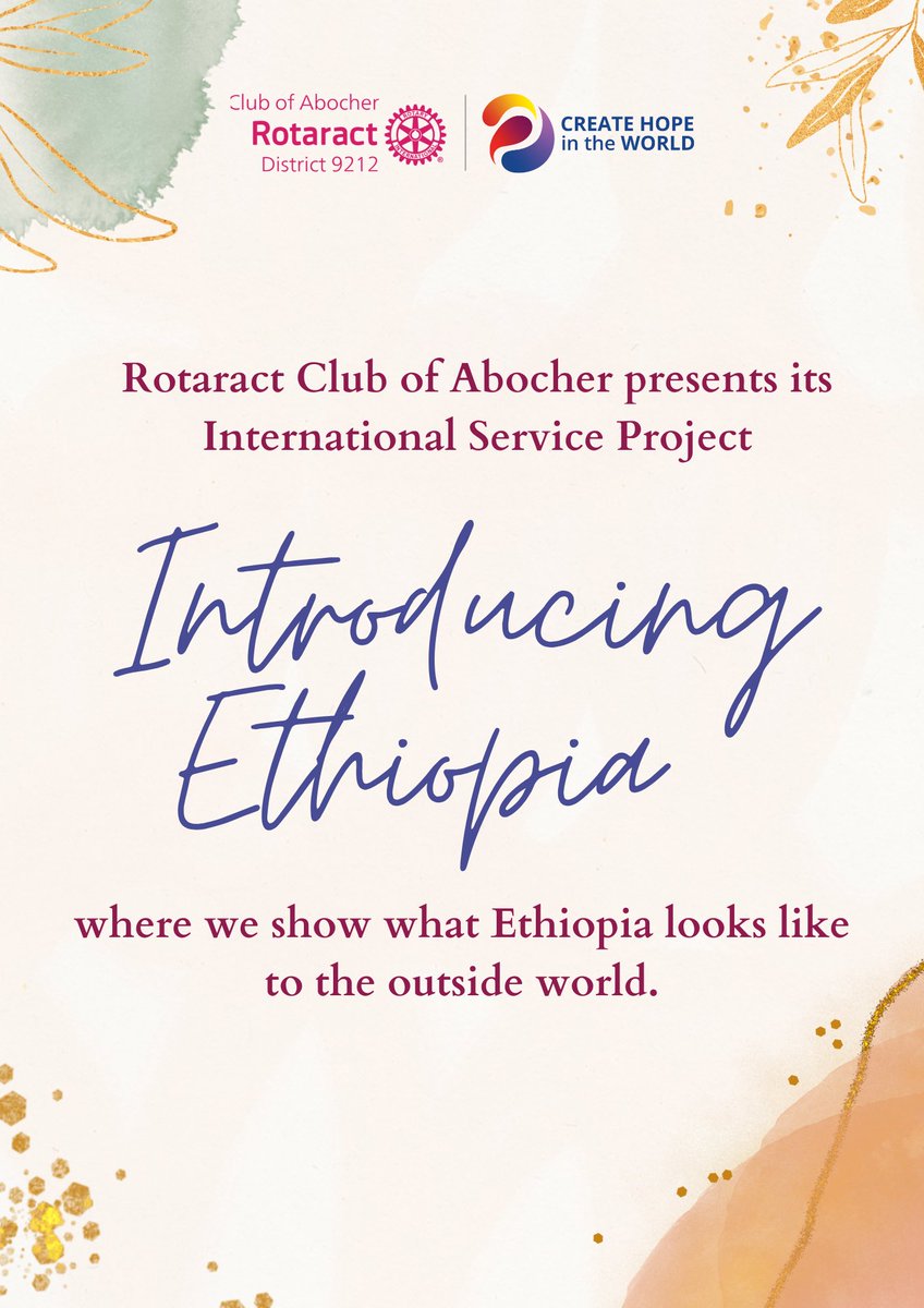 Let us know more about Ethiopia, share with others too!

On our social media campaign this month, we will be introducing Ethiopia.

Stay tuned for more!!!

#racabocher #rotaract #rotary #createhopeintheworld #bebold