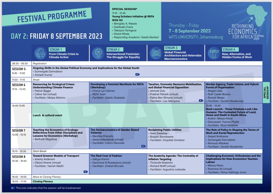 Our vibrant Board Member, Mbalenhle Matandela will be on the panel called "Feminist Economics Book Club: Discussions with Feminist Authors" at Rethinking Economics for Africa (REFA) Festival. 

16:15 - 17:30 on Thursday, the 7th.