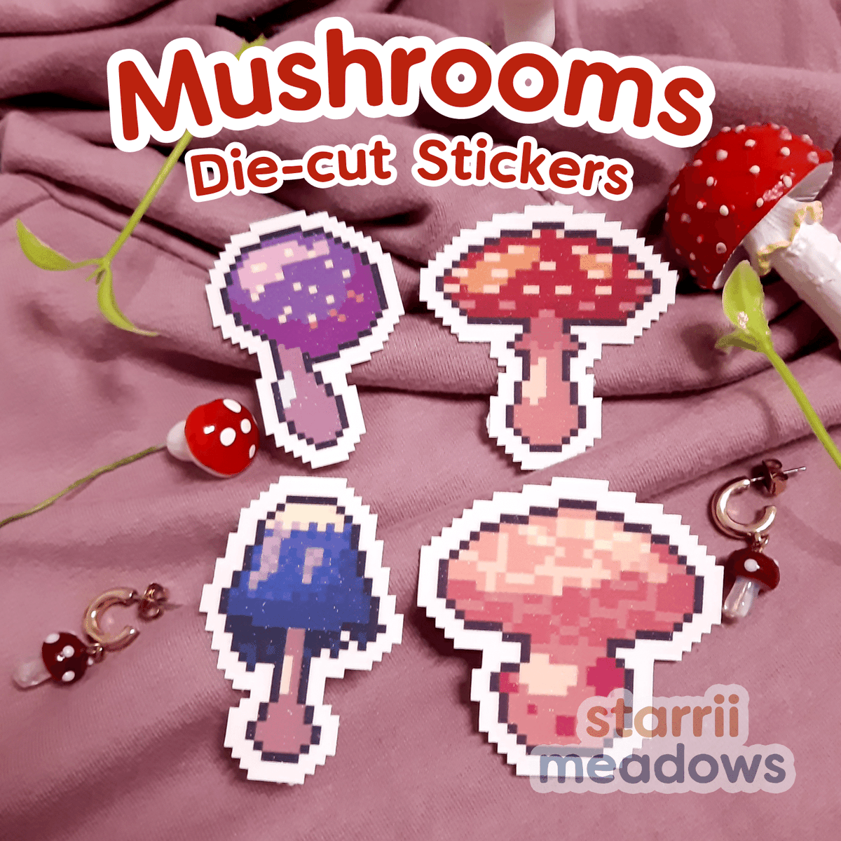 StarriiMeadows's tweet photo. For all the fungi and pixel enthusiasts, our mushroom pins and stickers are cute to stick around anywhere.  

Pins are 1.75 inches and Stickers are 2 inches each!

#artistsph #shopeefinds #smallbusinessph #stickersph #pinsph #mushrooms https://t.co/JvQpATdeID