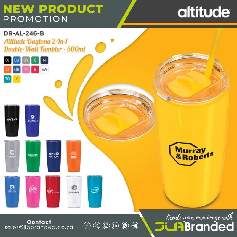 Make a colourful statement this Spring, with these exciting new Altitude Daytona 600ml Plastic 2-In-1 Double-Wall Tumbler & Straw, priced from only R89.95!

For more contact 📨 sales@jlabranded.co.za  

#JLABranded #Drinkware #PromotionalGifts

T's & C's apply.