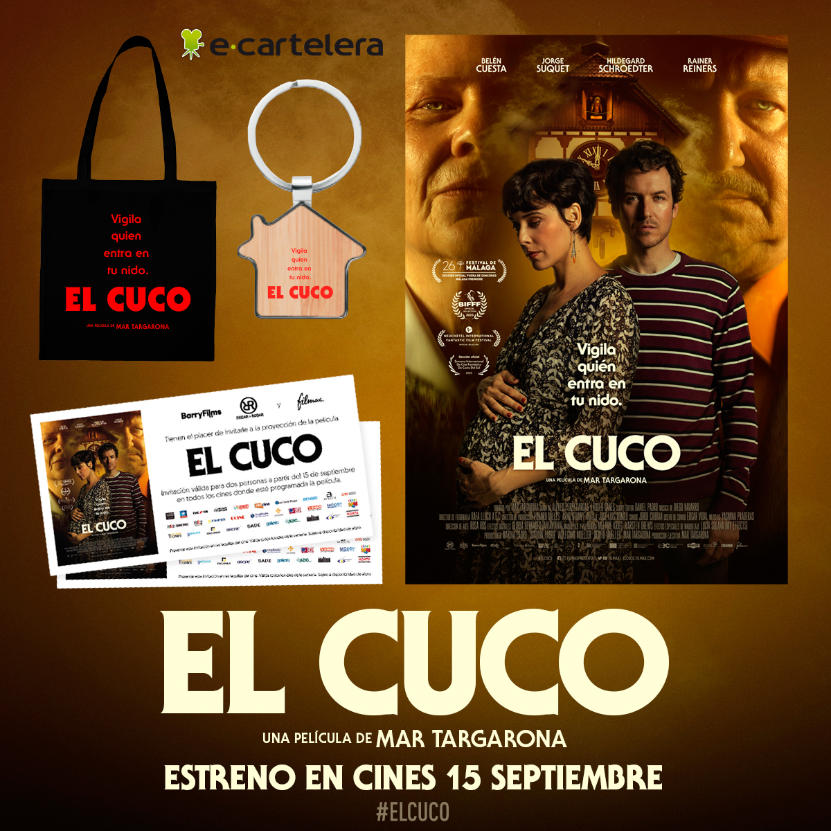 ecartelera's tweet photo. SORTEAMOS 3 packs de entrada doble + totebag + llavero de #ElCuco, en cines el 15 de septiembre. ¡No te quedes sin participar! @filmax 
https://t.co/yBWH52tSAD https://t.co/6QLMXsC2SI
