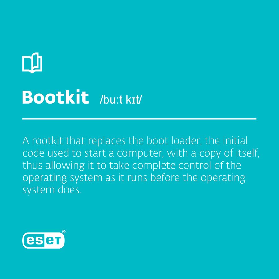 esetng's tweet photo. Do you feel lost in cybersecurity terms? Our #CybersecurityDictionary is here to help.
π #ESET #ProgressProtected #Bootkit https://t.co/iV7bCcGx0r