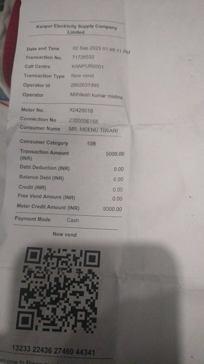 <a href="/aksharmaBharat/">A K Sharma</a> 
<a href="/MinOfPower/">Ministry of Power</a> 
<a href="/KESCoHQ/">Kanpur Electricity Supply Company</a> Sir please look into the issue and kindly help 
Initially Kesco team has said that lead is faulty and now that are saying that meter is faulty 
It is just 15 months of installation meter is faulty and now they asking to deposit 18 k again