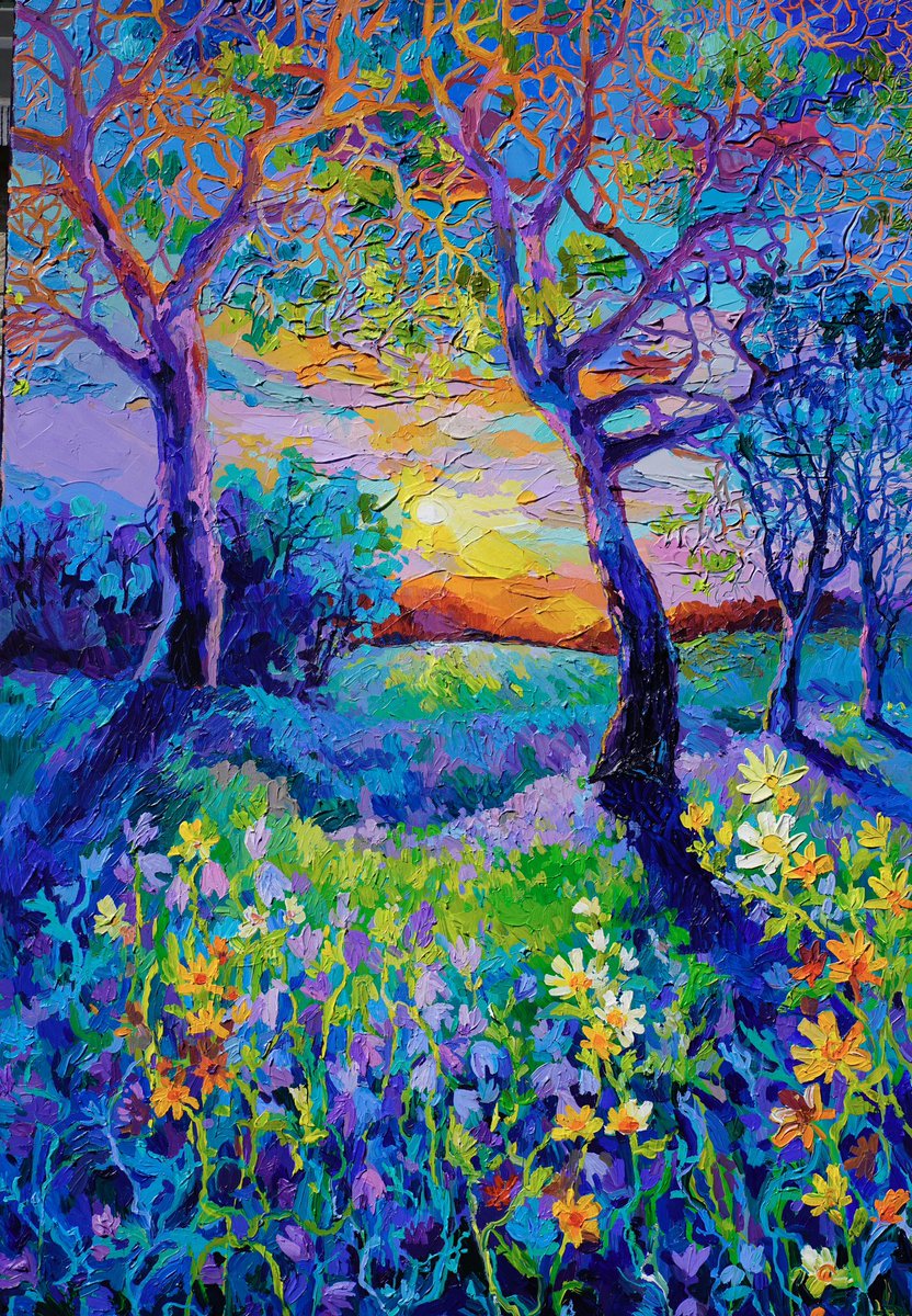 acrylic, linen 100 * 150 cm "first foliage" ( 2020)