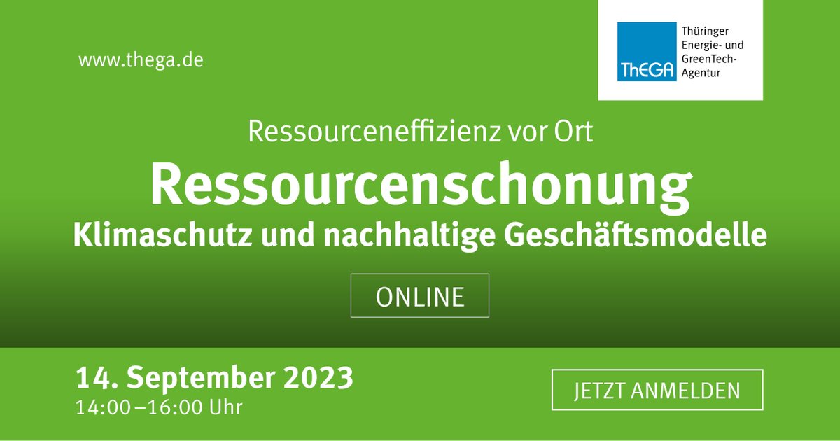 🌿 #Ressourceneffizienz vor Ort! Erfahren Sie in unserer Online-Veranstaltung am 14.09.23 von 14-16 Uhr, wie #Klimaschutz, #Ressourcenschonung und nachhaltige Geschäftsmodelle verknüpft werden können. Mehr Infos hier 👉 shorturl.at/ehmBQ