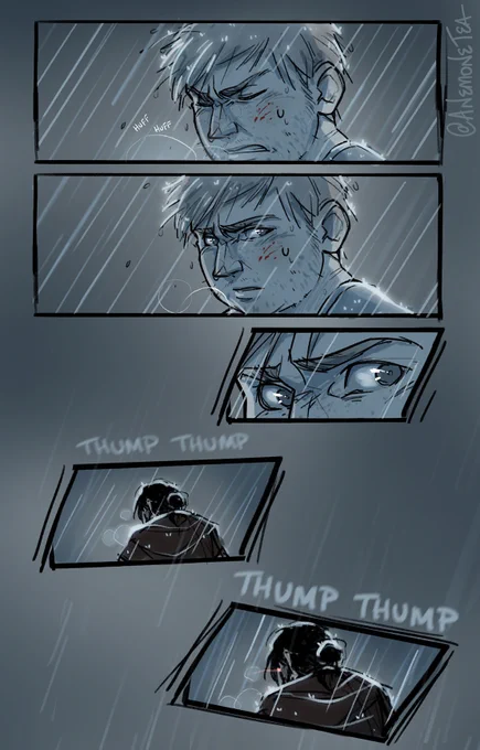 Tfw when the party's rogue gets caught by Crown of Madness mid-fight 😬 Short comic of our poor fighter, Eric, finding himself in the crosshairs of the patented Kostya Murder Glare™ in a recent Shadowbind session. (Eric belongs to our friend Nick; Kostya is mine 😍🙏🏻) #DnD 