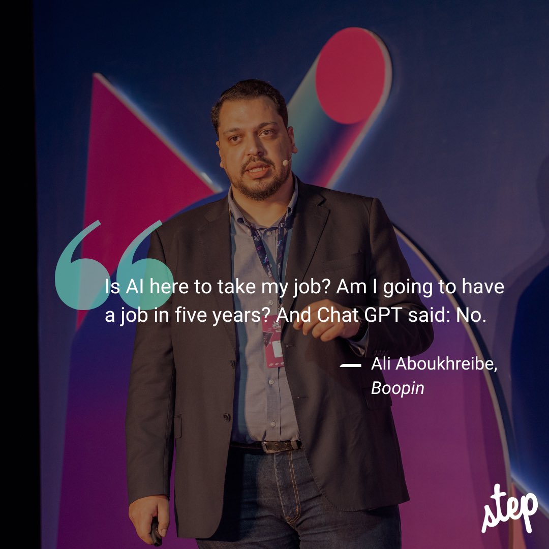 stepconference's tweet photo. Boopin's Ali Aboukhreibe AI-ddresses what's always occupying your thoughts and wonders in our new #StepPodcast 🤖 https://t.co/Sv2PUFi4Me