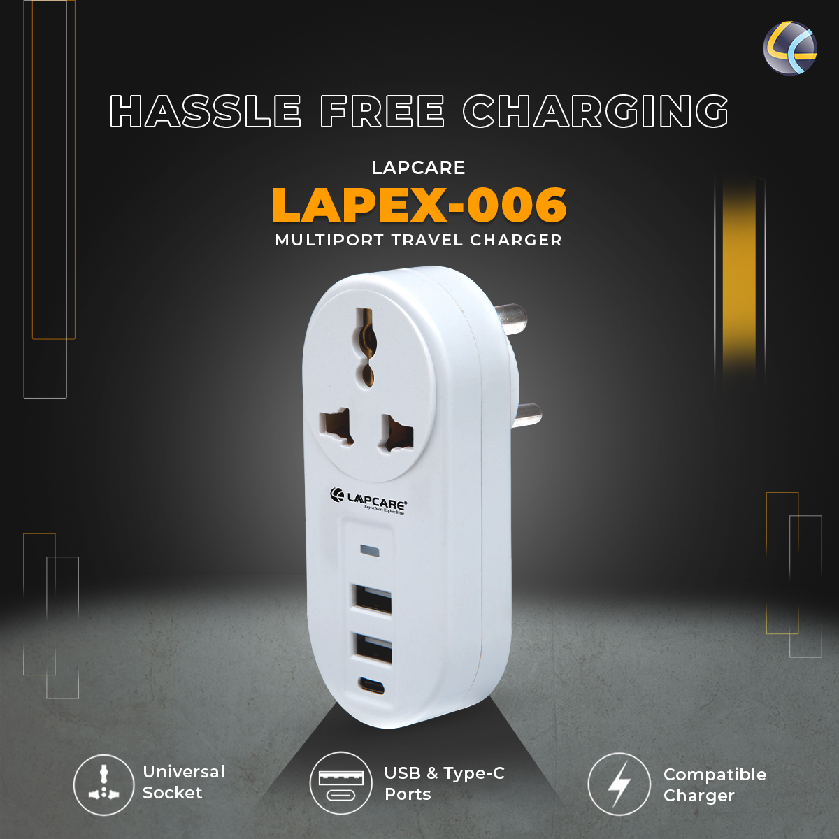 Lapcare_World's tweet image. "Empower Your Travels with the Lapcare Multiport Travel Charger! Stay charged and connected.2 USB Ports + 1 Type C Port .Your Ultimate Travel Companion. Stay powered up with Lapcare!#LAPEX #multisport #travel #charge #universal #socke #Compatible #charger #lapcare #lapcareworld