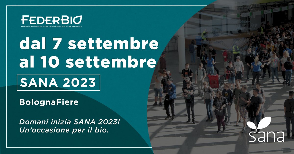 FederBio's tweet photo. #AppuntamentiBio 🗓️🍏
Domani inizia il @sanafiera con una formula sempre più internazionale e B2B!
La 35° edizione del #SANA2023 è organizzata da @BolognaFiere in collaborazione con #AssoBio, #FederBio e #CosmeticaItalia.

👇🏼
https://t.co/XRrSh3awyx https://t.co/ZokYcUZc2B
