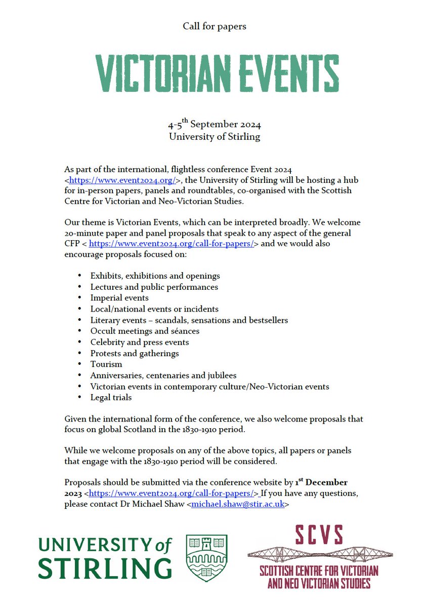 🚨 The deadline for proposals to all Event 2024 hubs (including Stirling) has been extended to 1st December. event2024.org/call-for-paper…