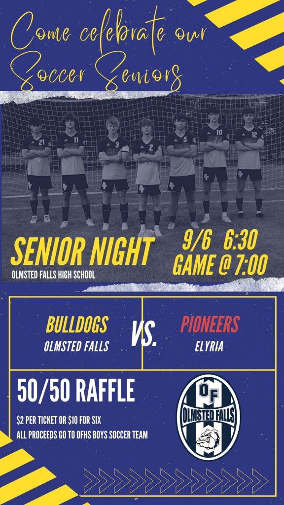 Your evening is covered! Come eat at Chipotle and support the OF Football Moms and then head to the HS at 6:30 for Boys Soccer Senior Night.