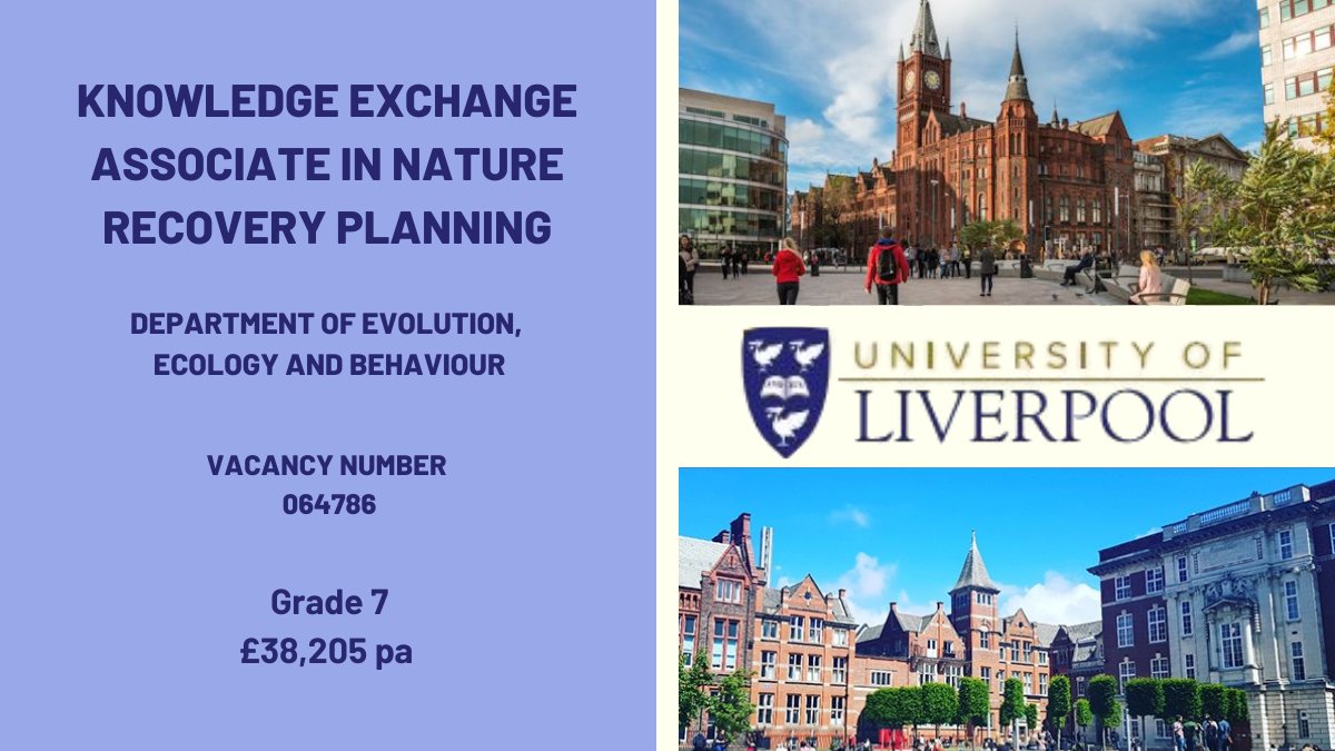 livunijobs's tweet photo. Knowledge exchange associate in Nature Recovery Planning is needed in the research group of Dr Jenny Hodgson https://t.co/Ytvuh9HptD. @condatisKE  @LivUni_IVES  @livunijobs
 Find out more at https://t.co/wcFolkX7qu https://t.co/IpQJv5Ene5