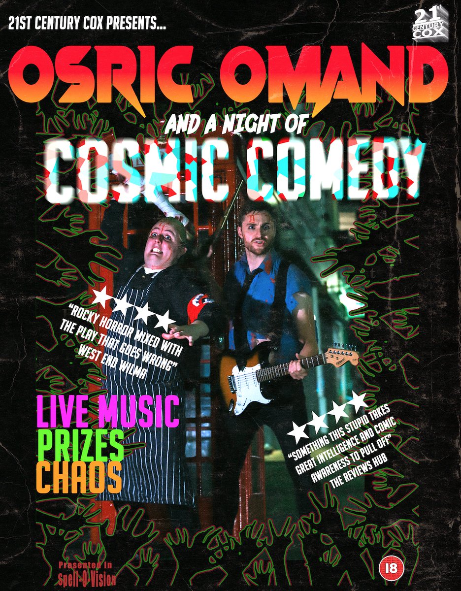 "A NIGHT OF COSMIC COMEDY" RETURNS!

HORROR I ROCK I COMEDY

OCT 1st 7:30PM <a href="/thehenchickens/">The Hen and Chickens Theatre</a>

unrestrictedview.co.uk/osric-omand-an…

#comedy #horror #livemusic #London #highburyandislington