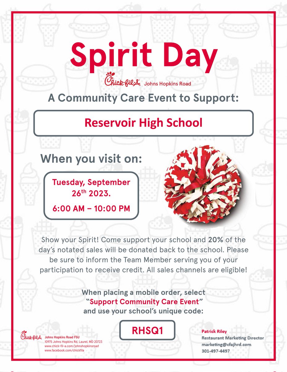 Save the date for the first Gotta Eat Spirit Day of the year. 

<a href="/hcpss_rhs/">Reservoir HS</a>